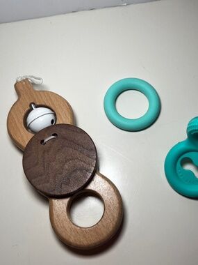 Lovevery Play Mat Gym Wooden Batting Ring Bell Toy Replacement Part Wood Hanging